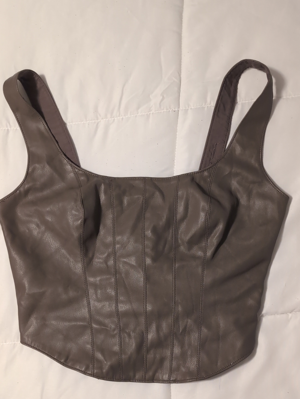Abercrombie & Fitch Taupe Faux Leather Cropped Tank